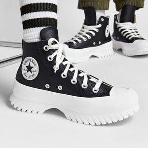 Converse Black Leather Platform Sneakers Chuck Taylor All Star Lugged 2.0 size 5